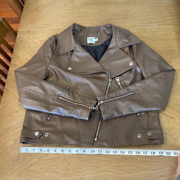 Princess Polly Brown Faux Leather Jacket Size Small/Medium - Picture 9 of 12